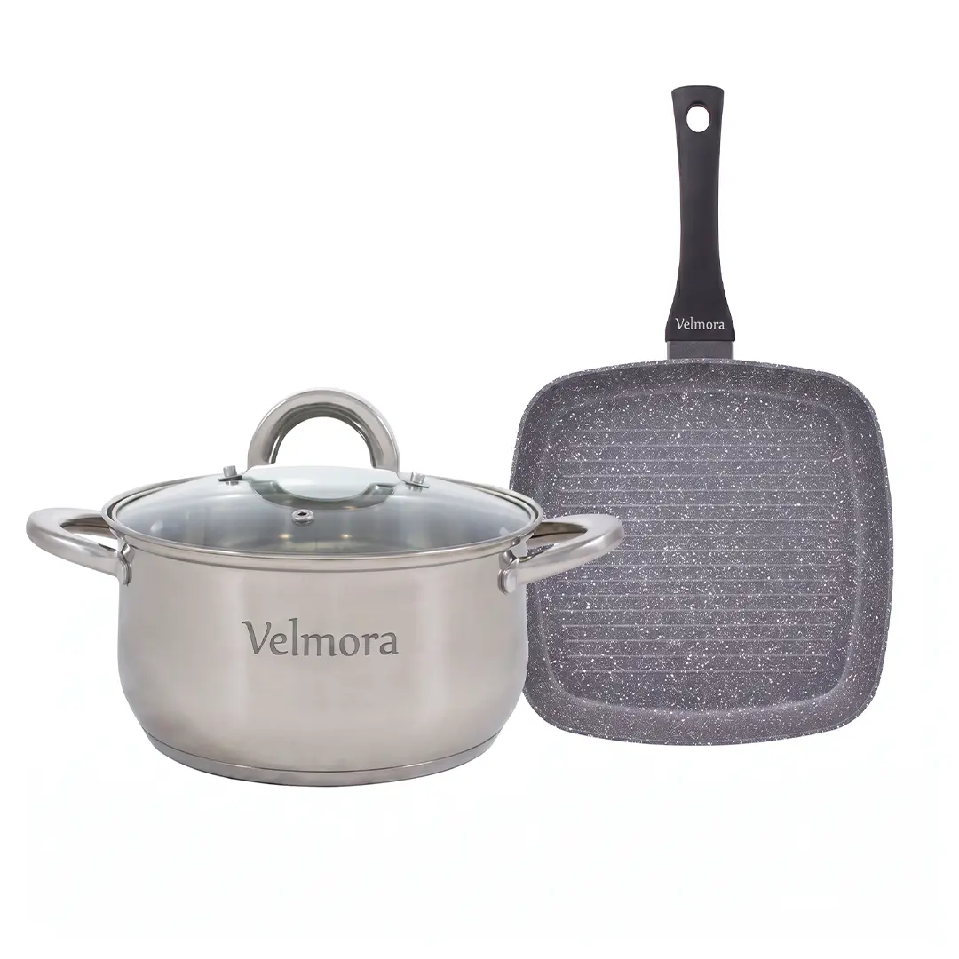 Oală cu capac 3,4 l Steil și Tigaie grill