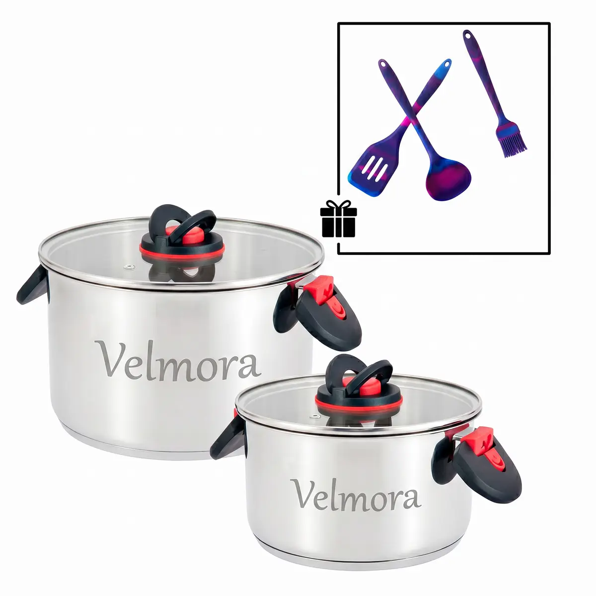 Set din 2 oale Prime Chef Krauff 3,6l, 6,1l + CADOU: Spatulă, polonic, pensulă
