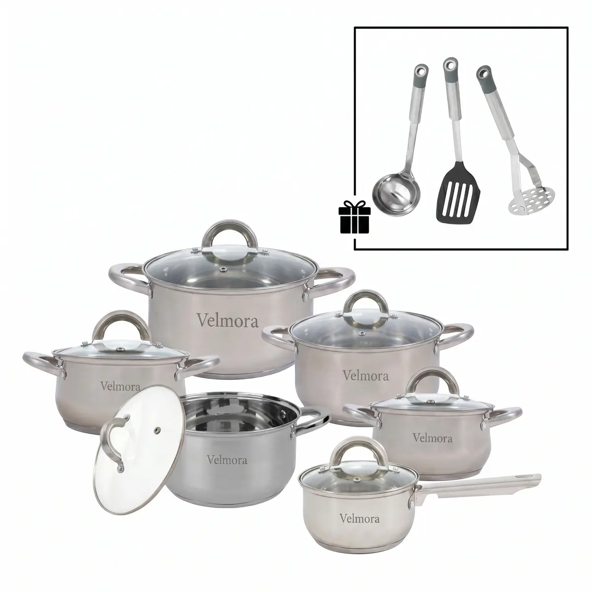 Set oale cu polonic Steil + CADOURI: Spatulă, polonic, pasator de cartofi